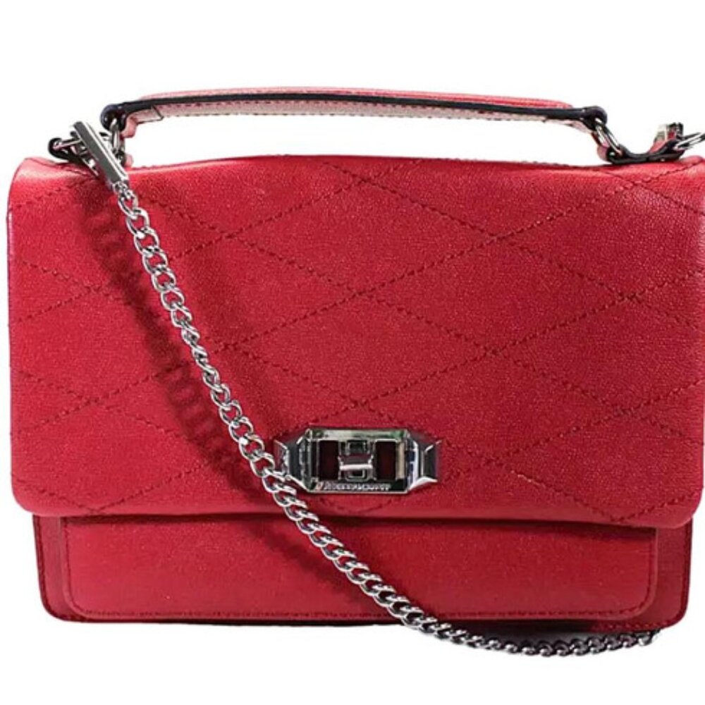 Rebecca Minkoff Je T'aime Pebbled Leather Purse Handbag Chain Strap & Handle Red